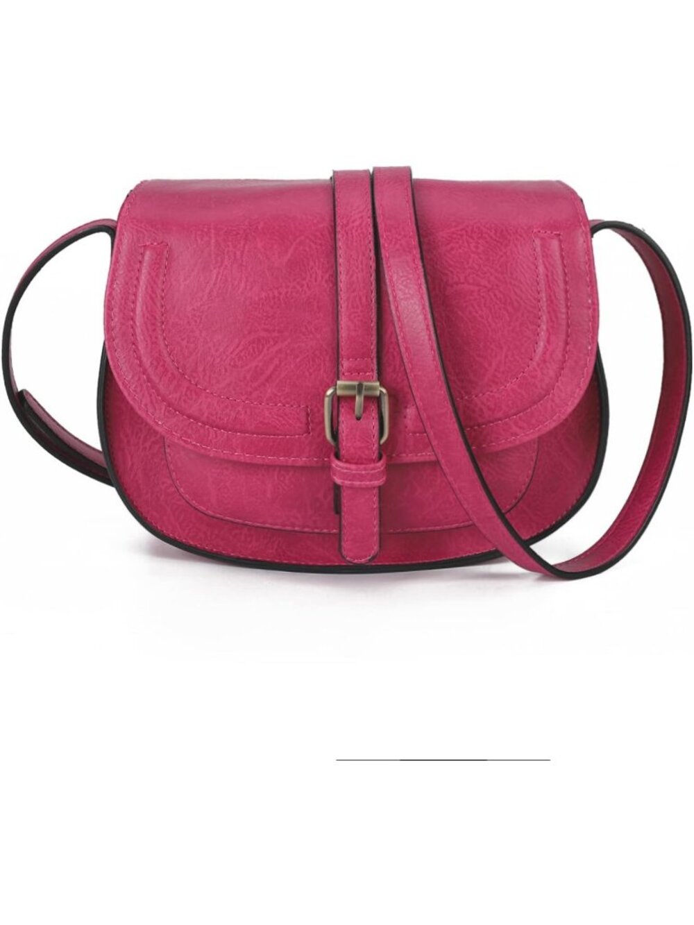 Women's Pink Retro Vegan Leather Vintage Saddle Crossbody Bag Small Boho Purse